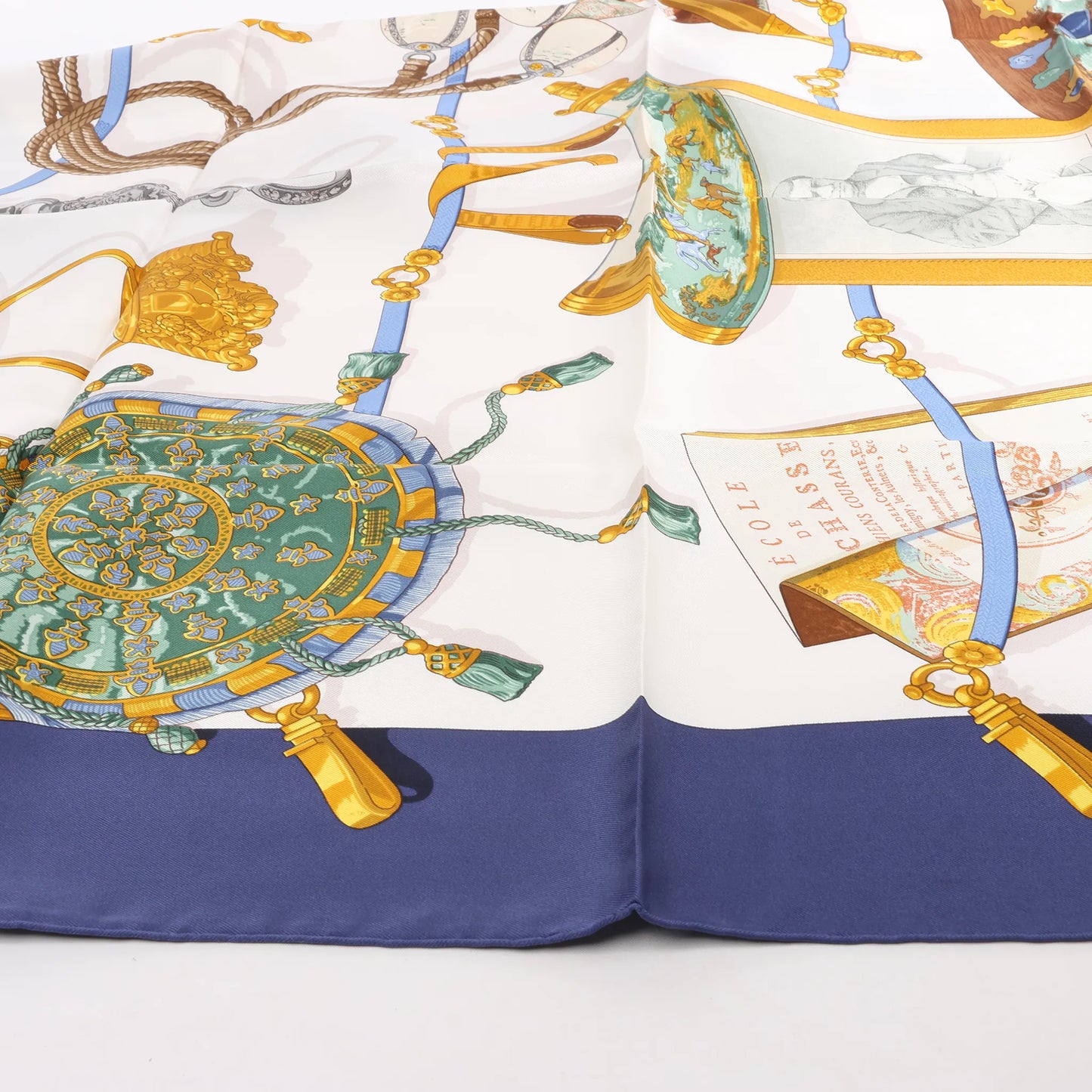 Hermès Carré 90 "Memoire d'Hermes" Silk handkerchief in Navy Blue