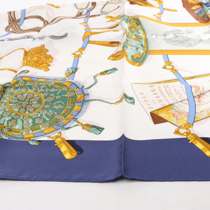 Hermès Carré 90 "Memoire d'Hermes" Silk handkerchief in Navy Blue