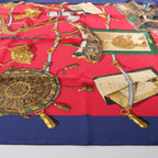 Hermès Carré 90 "Memoire d'Hermes" Silk handkerchief in Navy Blue x Red