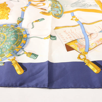 Hermès Carré 90 „Memoire d'Hermes“ Seidentaschentuch in Marineblau