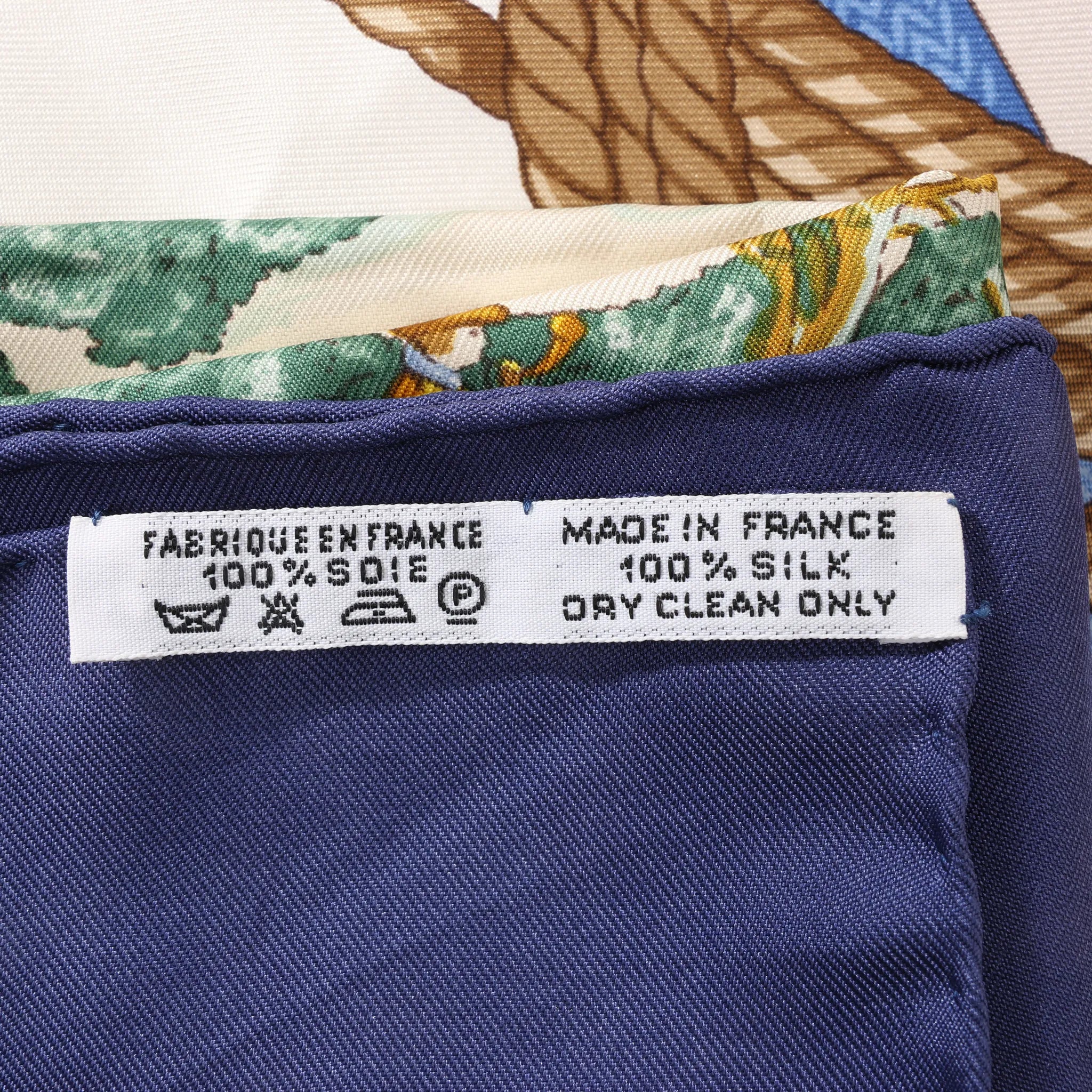 Hermès Carré 90 "Memoire d'Hermes" Silk handkerchief in Navy Blue