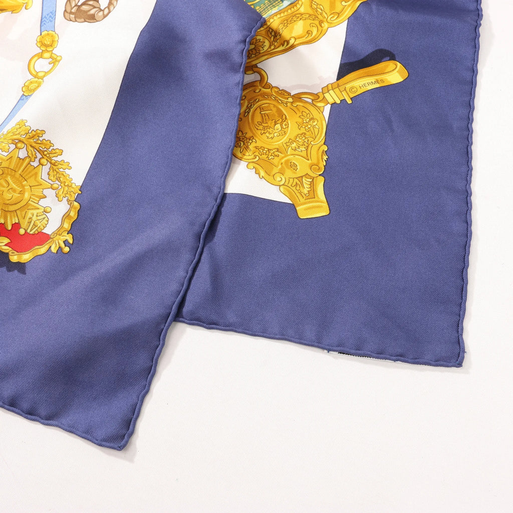 Hermès Carré 90 "Memoire d'Hermes" Silk handkerchief in Navy Blue