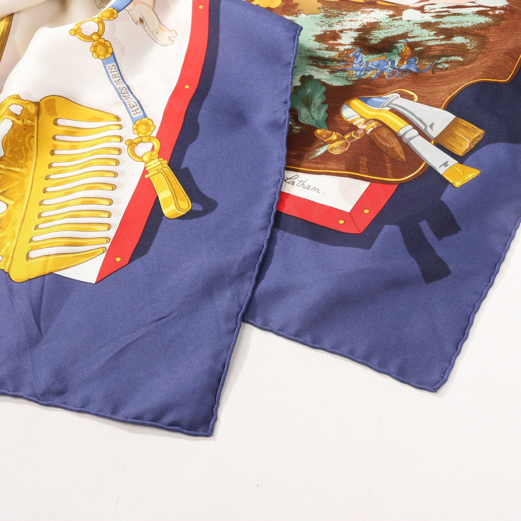 Hermès Carré 90 "Memoire d'Hermes" Silk handkerchief in Navy Blue