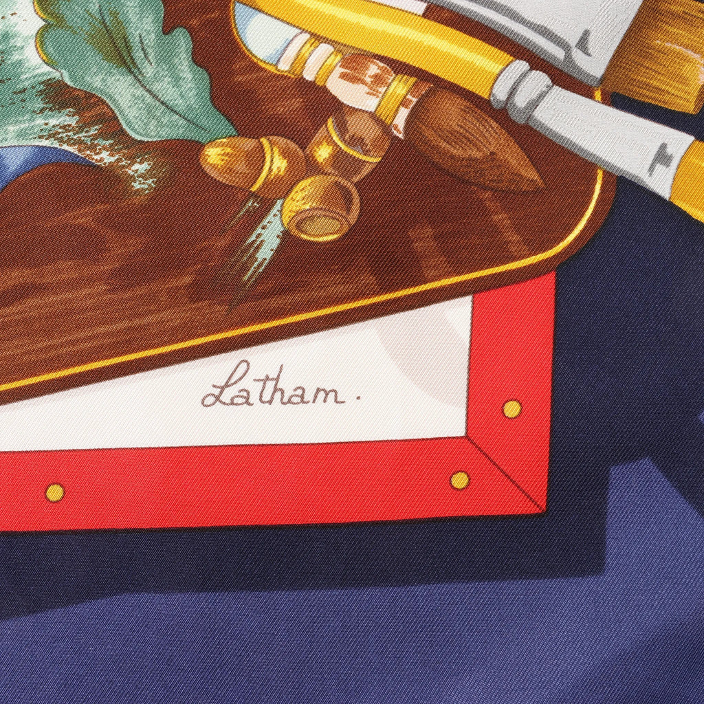 Hermès Carré 90 "Memoire d'Hermes" Silk handkerchief in Navy Blue