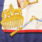 Hermès Carré 90 "Memoire d'Hermes" Silk handkerchief in Navy Blue