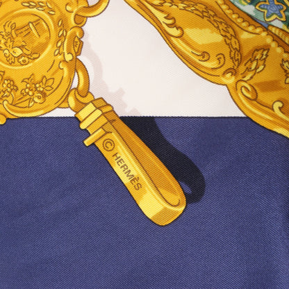 Hermès Carré 90 „Memoire d'Hermes“ Seidentaschentuch in Marineblau