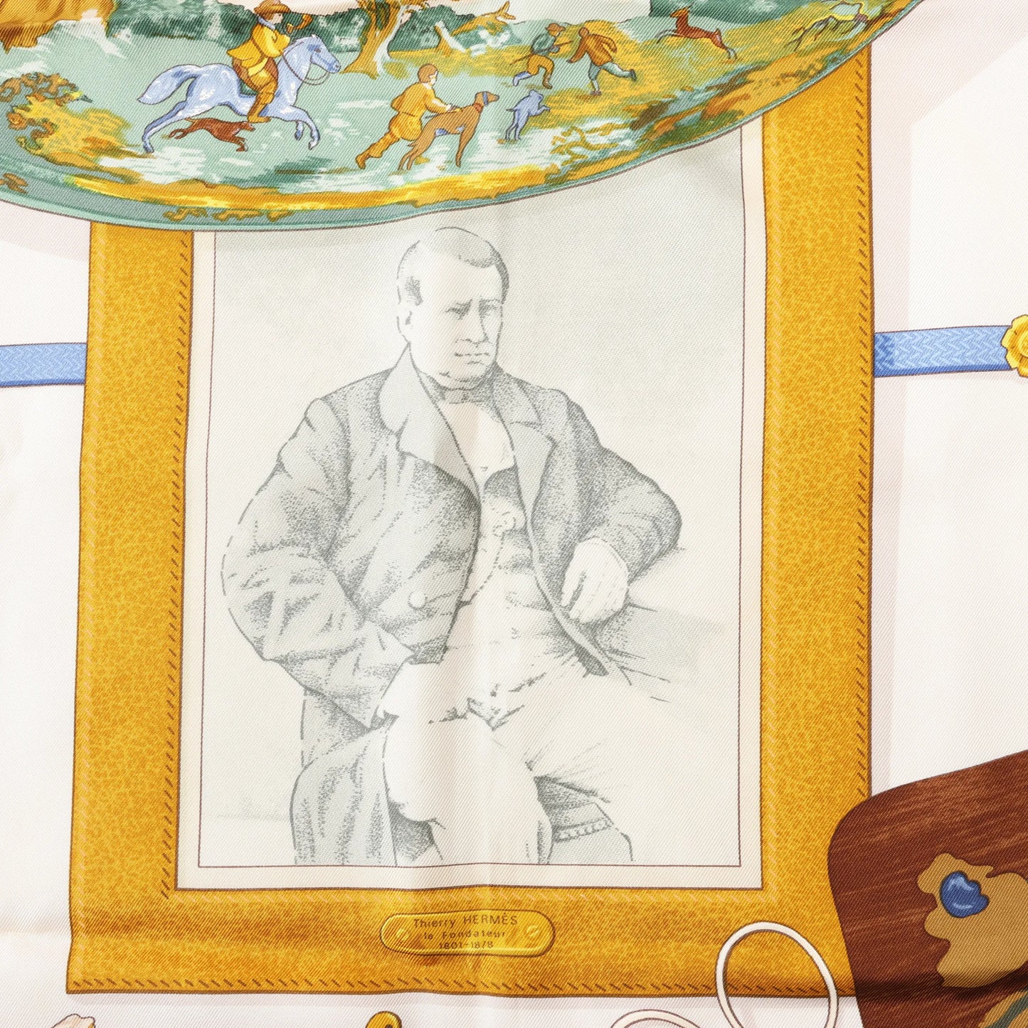 Hermès Carré 90 „Memoire d'Hermes“ Seidentaschentuch in Marineblau