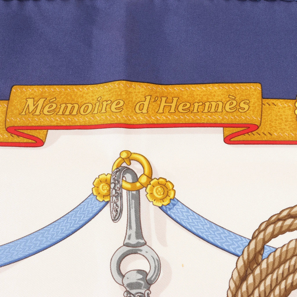 Hermès Carré 90 "Memoire d'Hermes" Silk handkerchief in Navy Blue