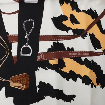 Hermès Carré 90 "Monsieur et Madame" Silk handkerchief in Brown