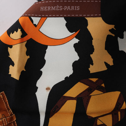 Hermès Carré 90 "Monsieur et Madame" Silk handkerchief in Brown