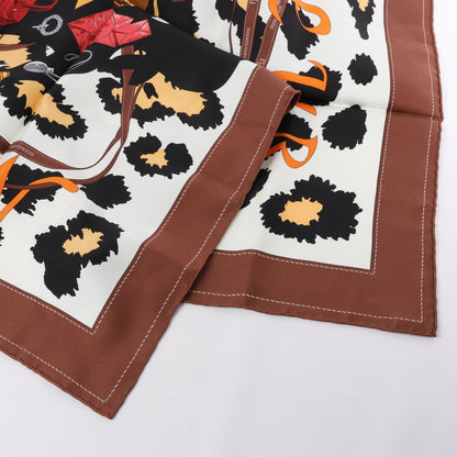 Hermès Carré 90 "Monsieur et Madame" Silk handkerchief in Brown