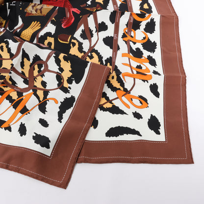 Hermès Carré 90 "Monsieur et Madame" Silk handkerchief in Brown