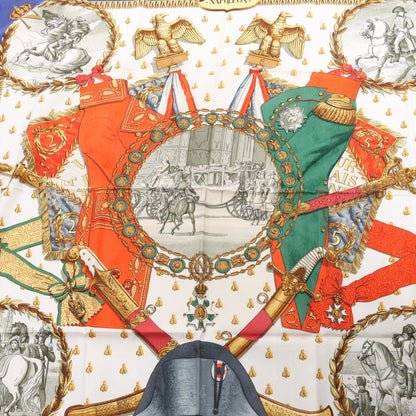 Hermès Carré 90 "NAPOLEON" 100% Silk Scarf in Blue