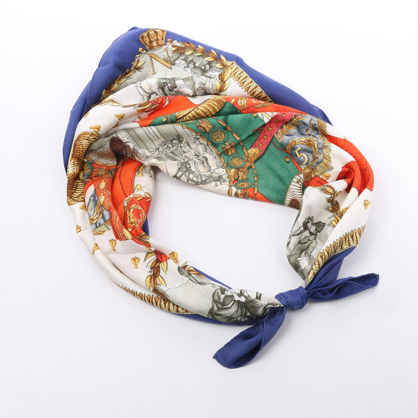 Hermès Carré 90 "NAPOLEON" 100% Silk Scarf in Blue
