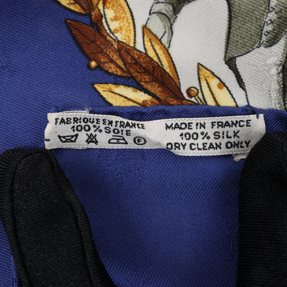 Hermès Carré 90 "NAPOLEON" 100% Silk Scarf in Blue