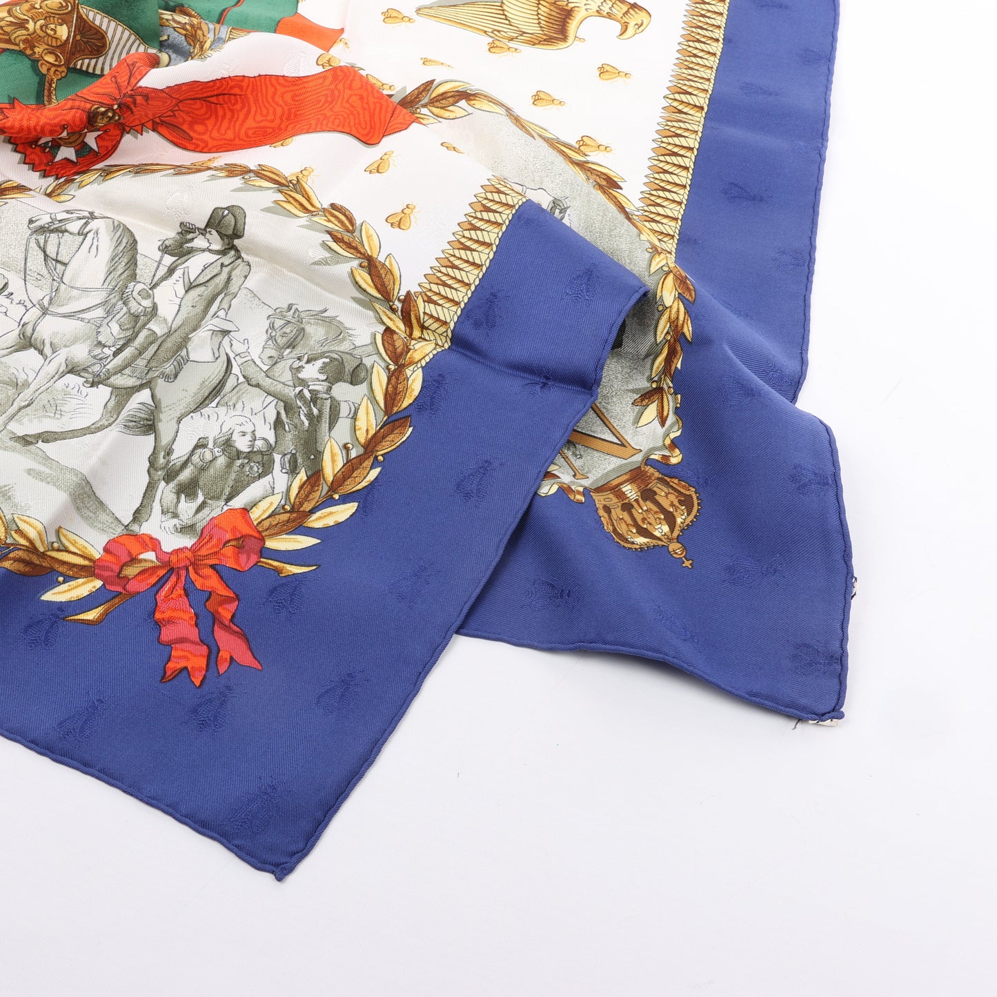 Hermès Carré 90 "NAPOLEON" 100% Silk Scarf in Blue