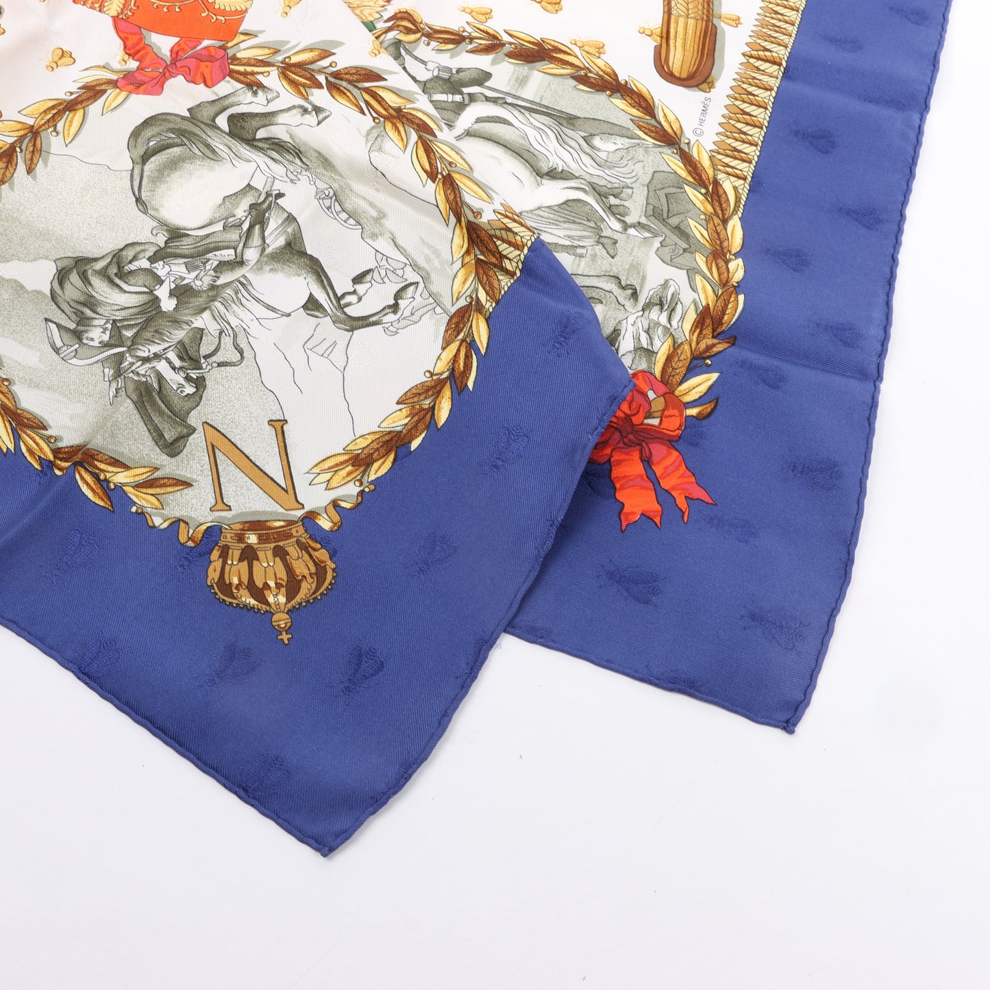 Hermès Carré 90 "NAPOLEON" 100% Silk Scarf in Blue