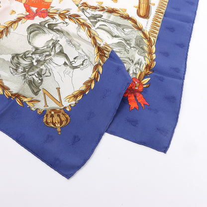 Hermès Carré 90 "NAPOLEON" 100% Silk Scarf in Blue