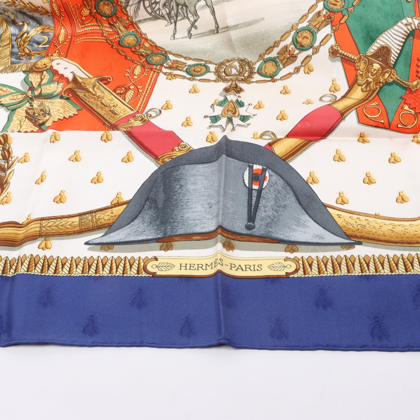 Hermès Carré 90 "NAPOLEON" 100% Silk Scarf in Blue