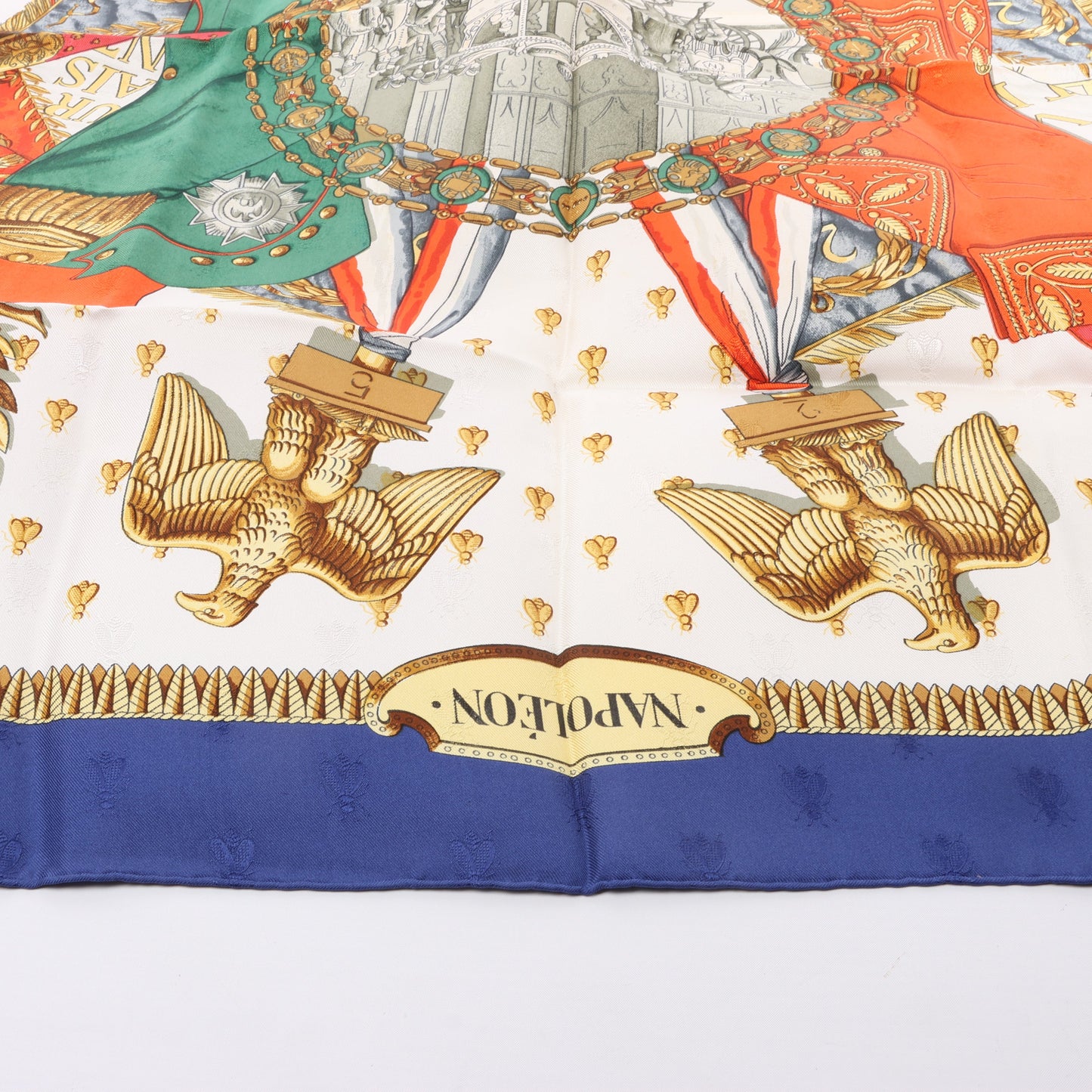 Hermès Carré 90 "NAPOLEON" 100% Silk Scarf in Blue