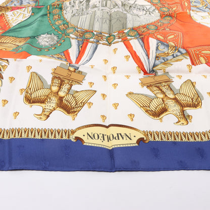 Hermès Carré 90 "NAPOLEON" 100% Silk Scarf in Blue