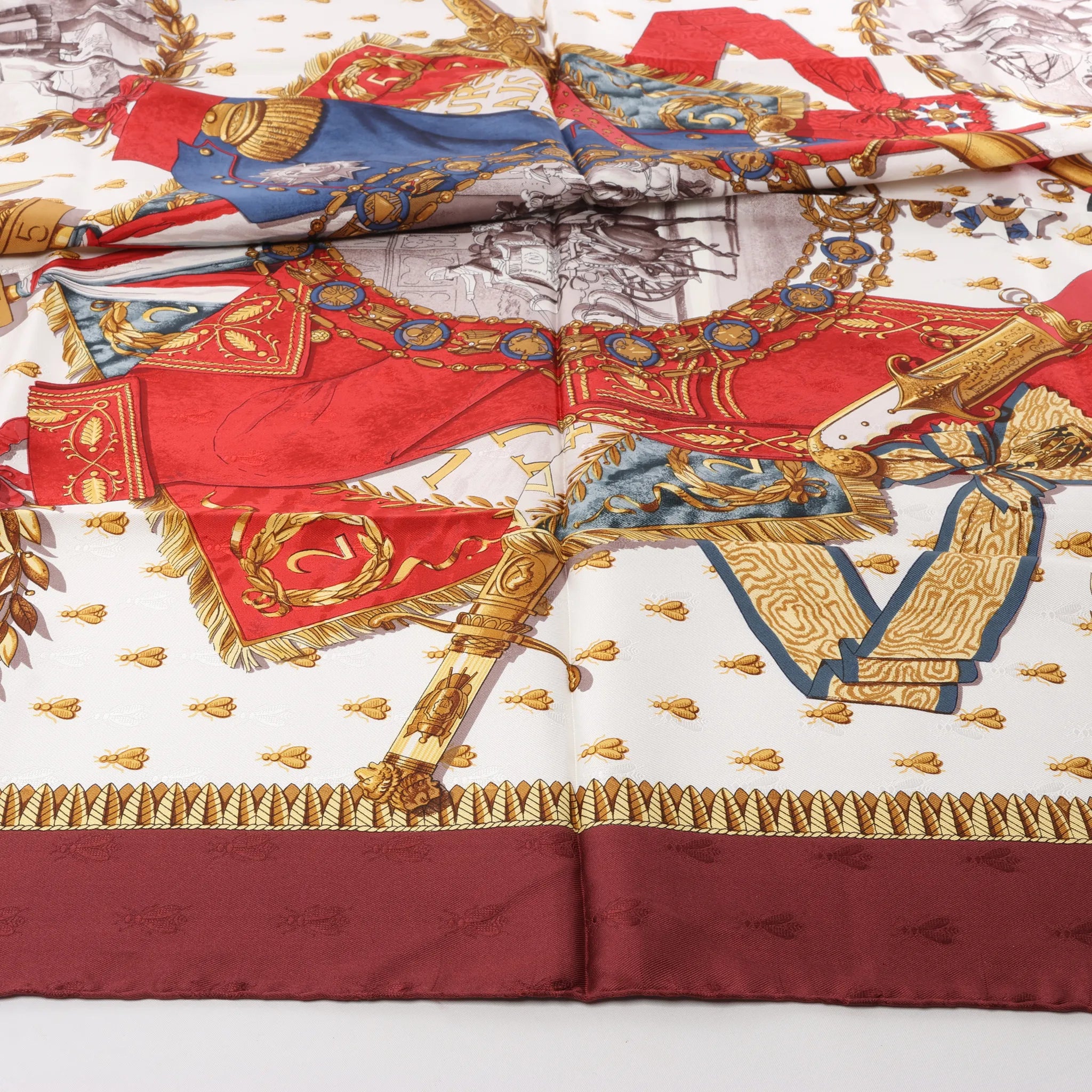 Hermès Carré 90 "NAPOLEON" Silk handkerchief in Burgundy