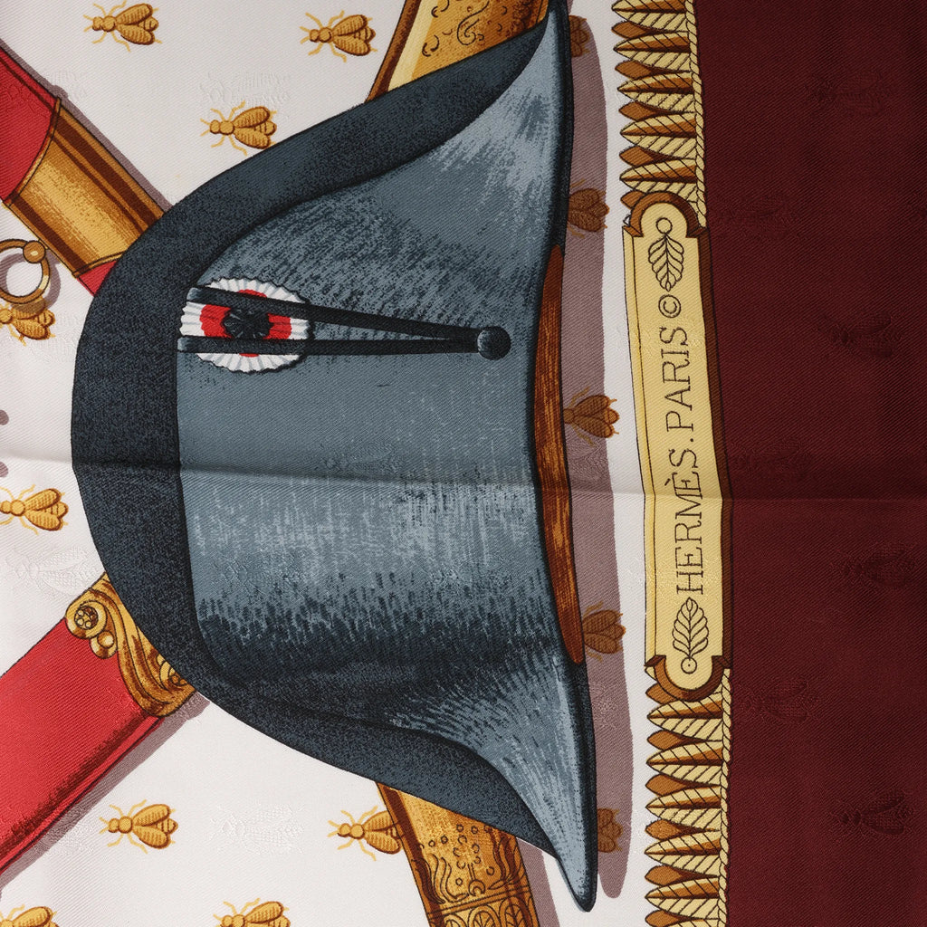 Hermès Carré 90 "NAPOLEON" Silk handkerchief in Burgundy