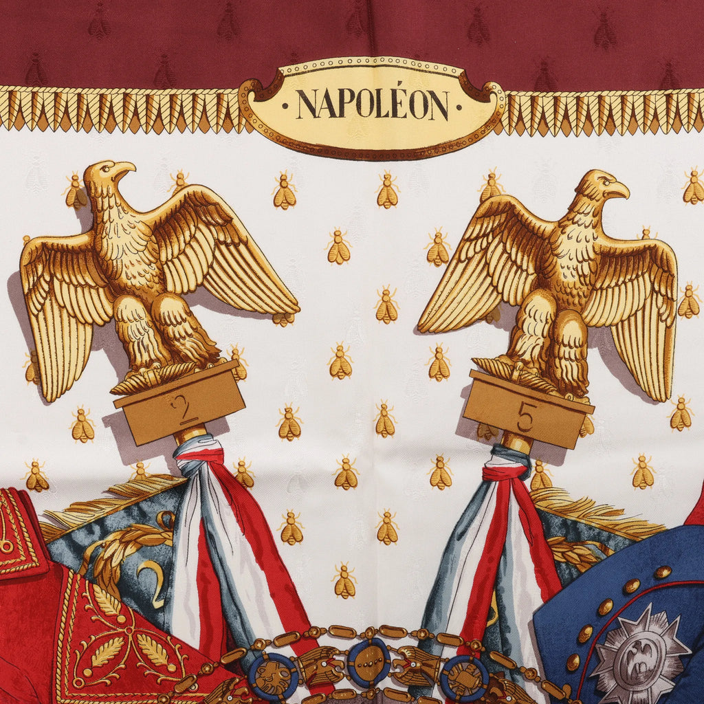 Hermès Carré 90 "NAPOLEON" Silk handkerchief in Burgundy