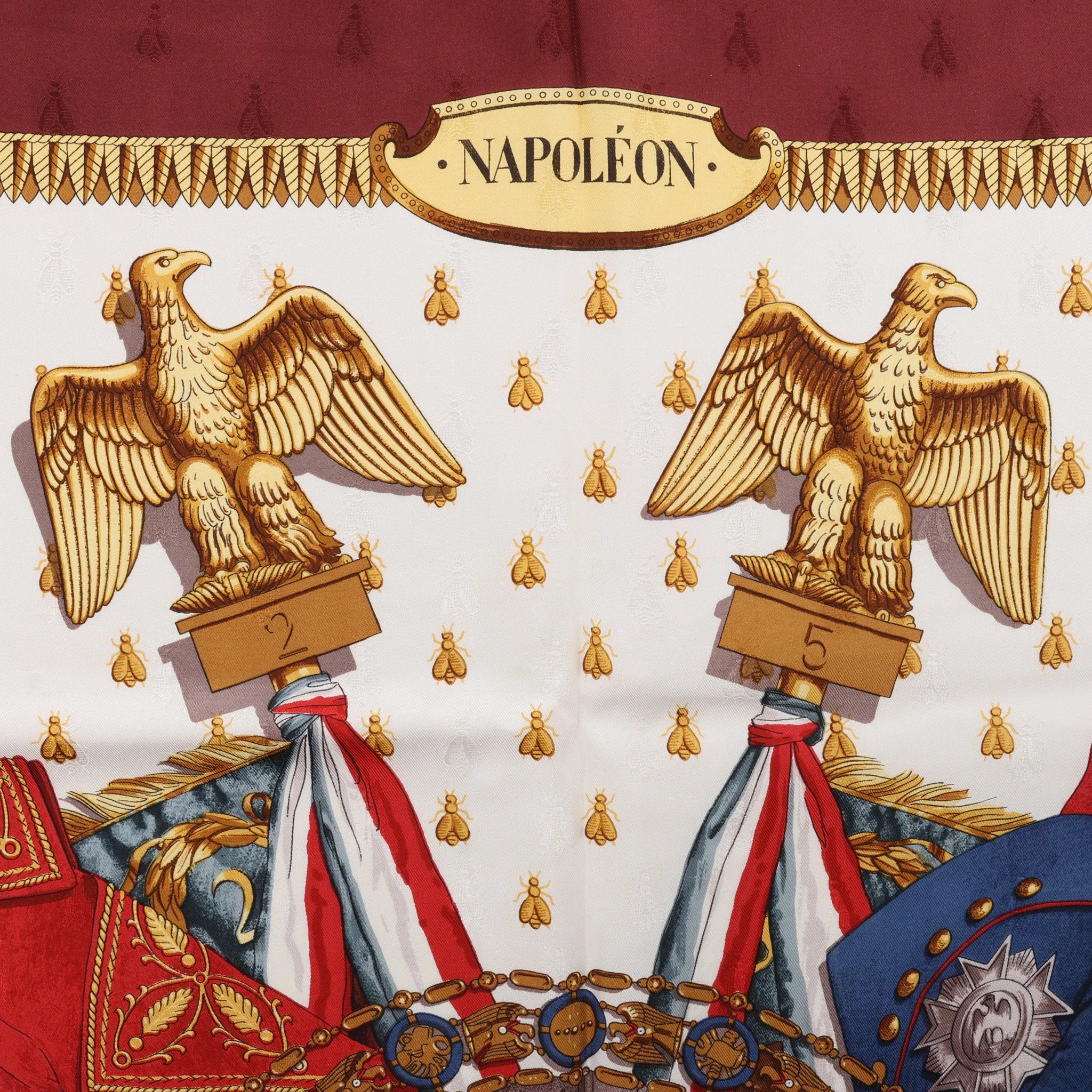 Hermès Carré 90 "NAPOLEON" Silk handkerchief in Burgundy