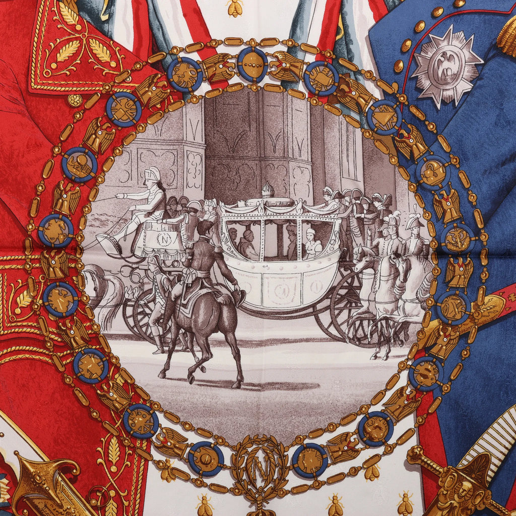 Hermès Carré 90 "NAPOLEON" Silk handkerchief in Burgundy