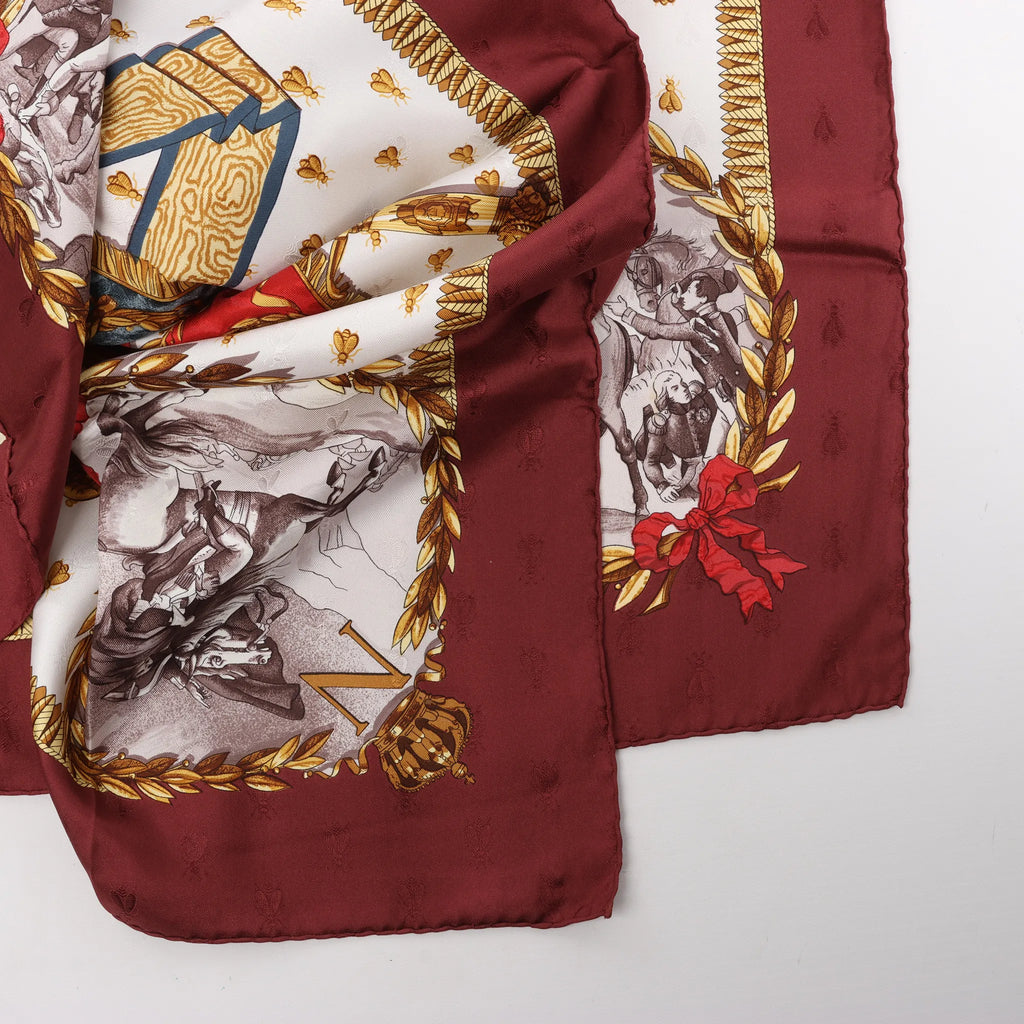 Hermès Carré 90 "NAPOLEON" Silk handkerchief in Burgundy