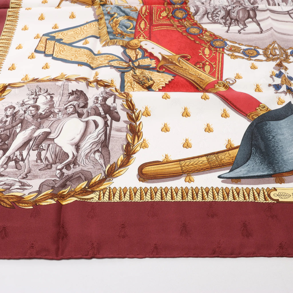Hermès Carré 90 "NAPOLEON" Silk handkerchief in Burgundy