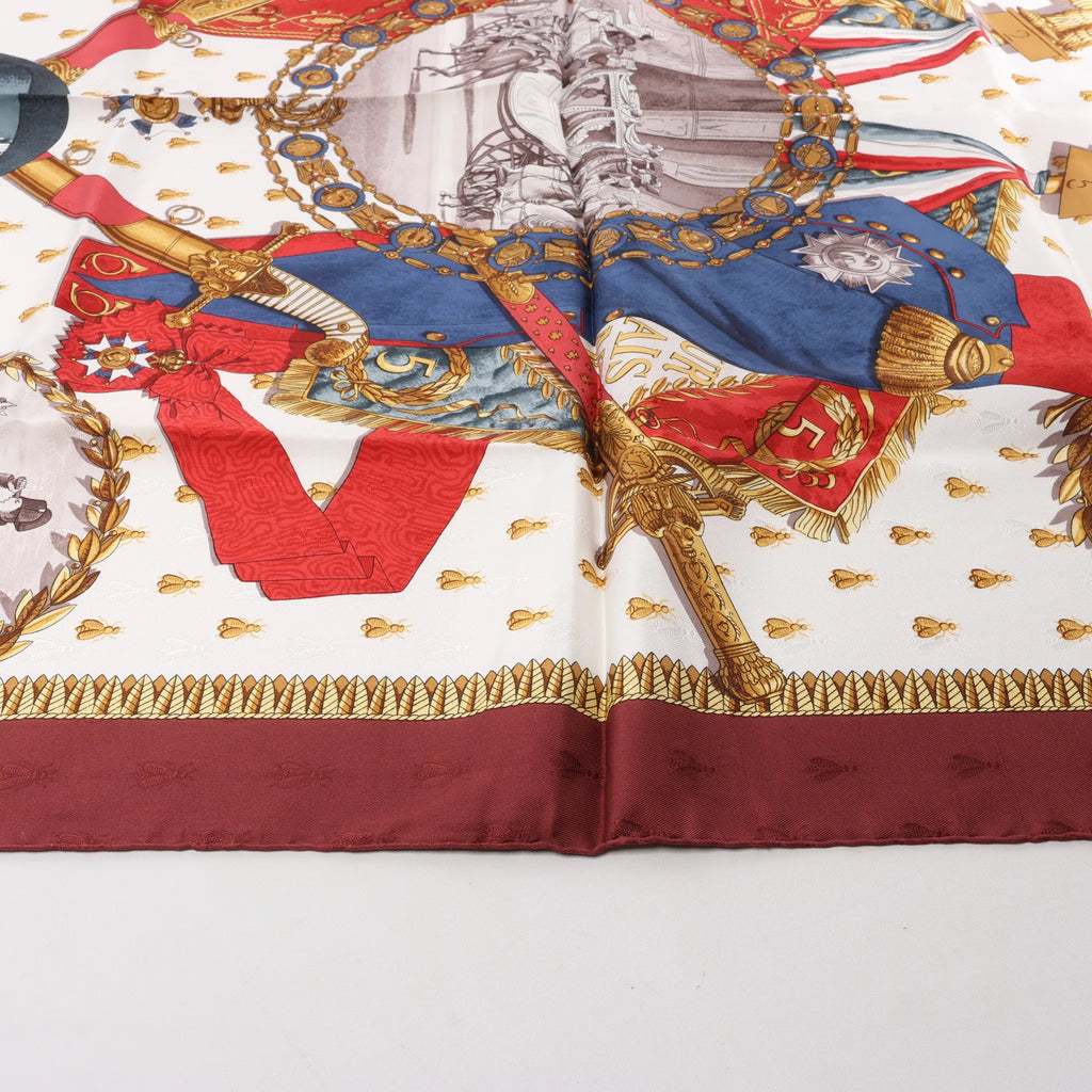 Hermès Carré 90 "NAPOLEON" Silk handkerchief in Burgundy