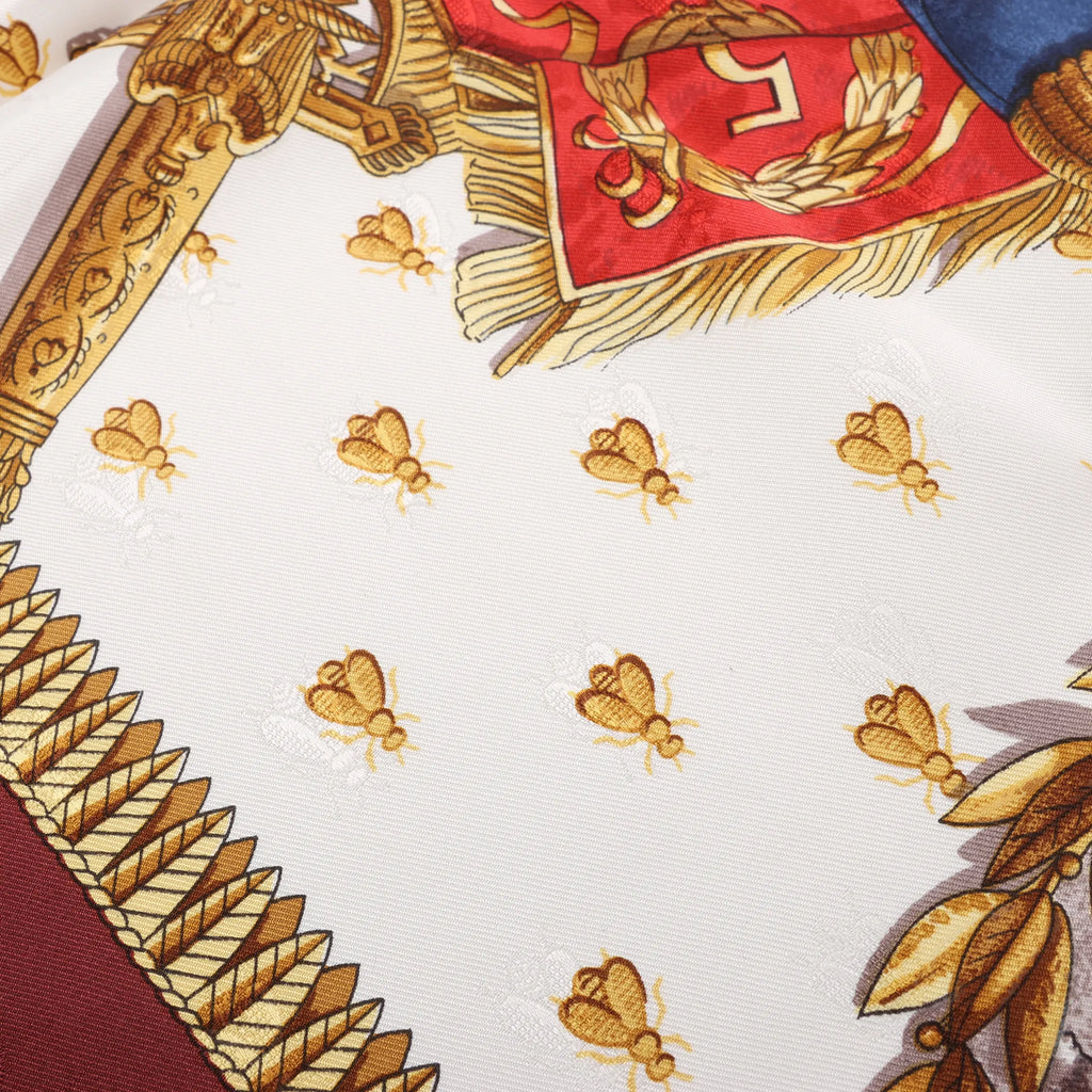 Hermès Carré 90 "NAPOLEON" Silk handkerchief in Burgundy