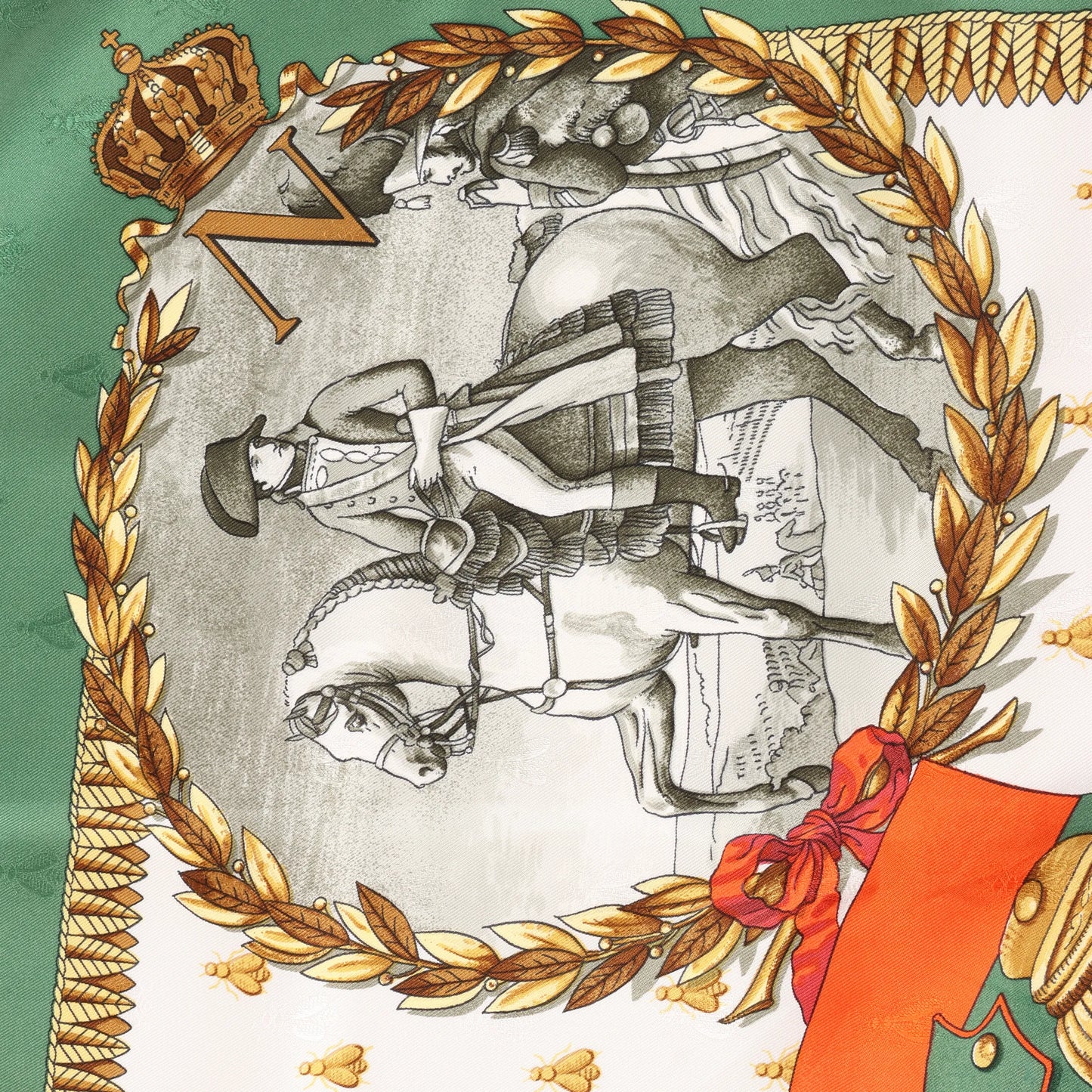 Hermès Carré 90 "NAPOLEON" Silk handkerchief in Green