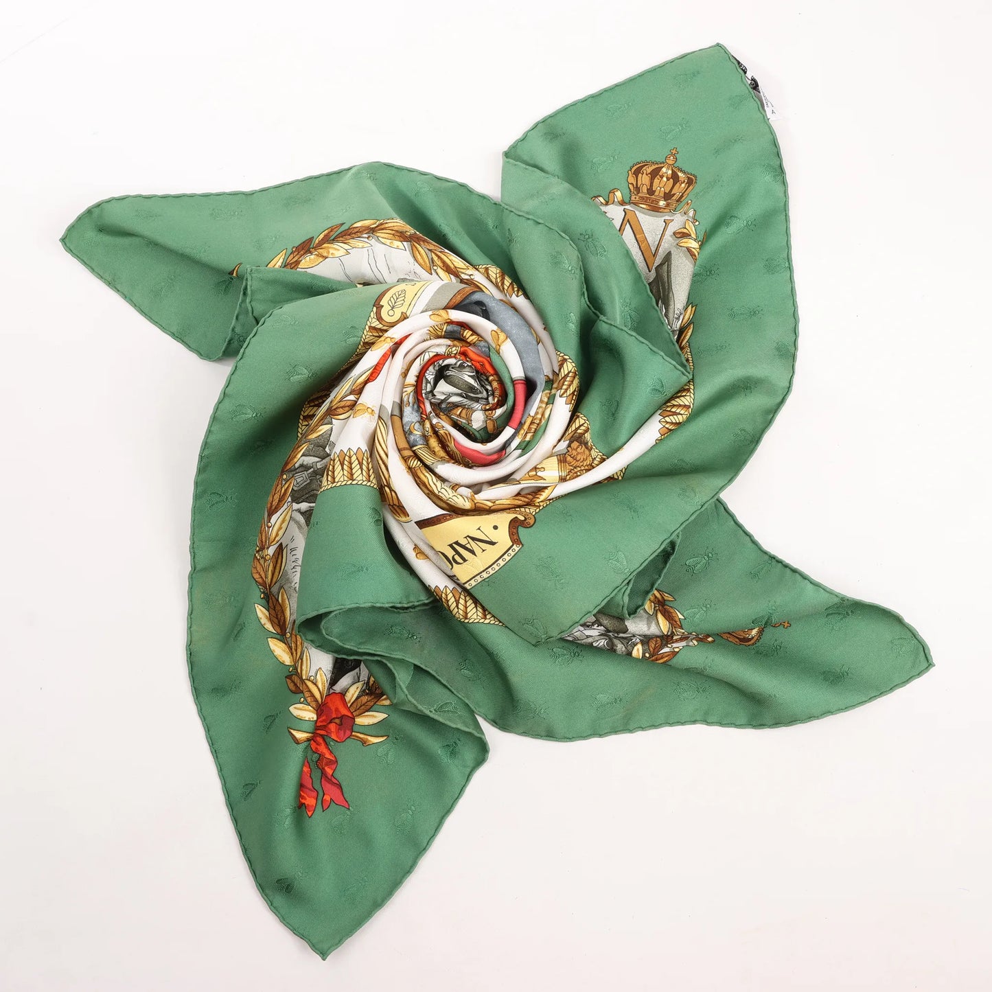 Hermès Carré 90 "NAPOLEON" Silk handkerchief in Green