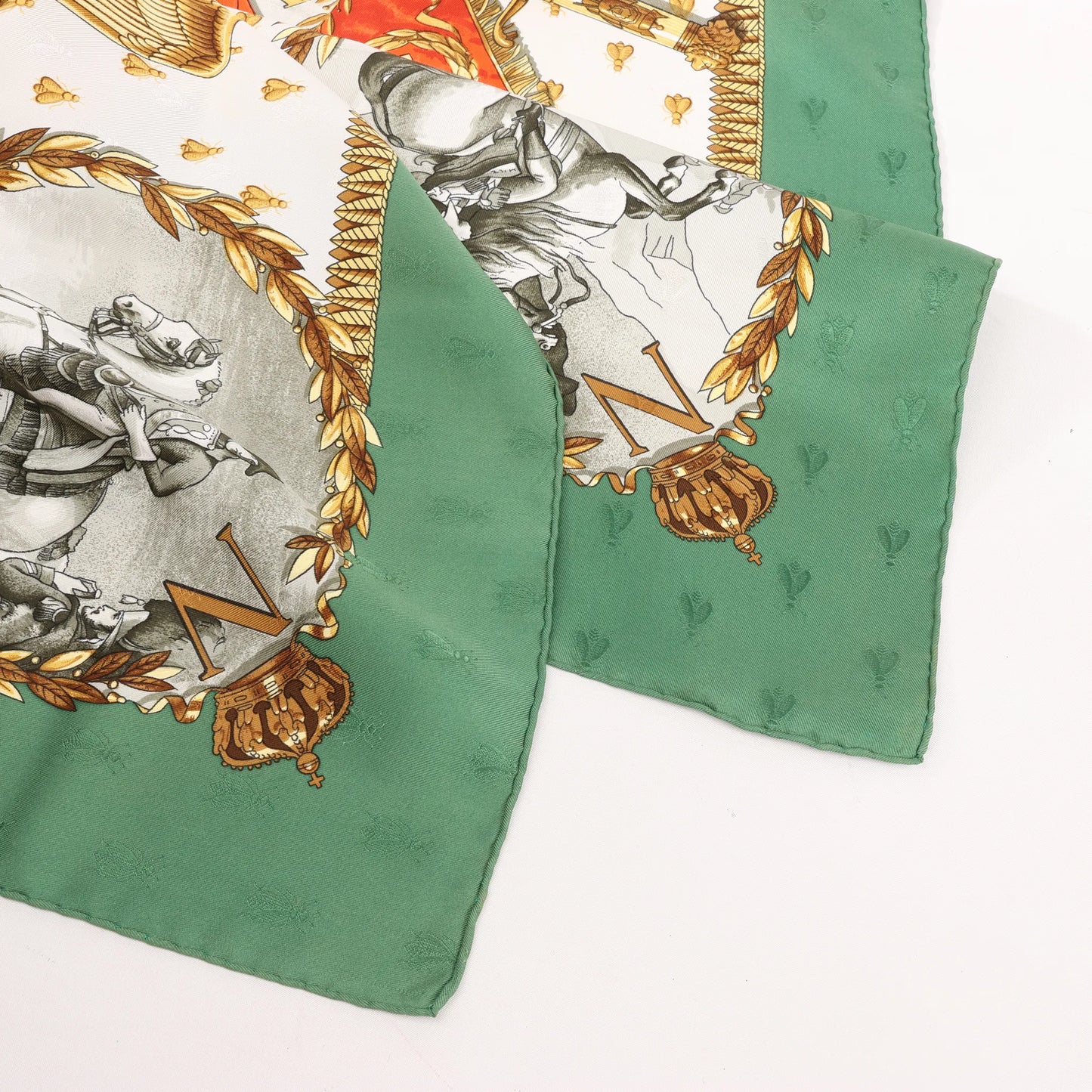 Hermès Carré 90 "NAPOLEON" Silk handkerchief in Green