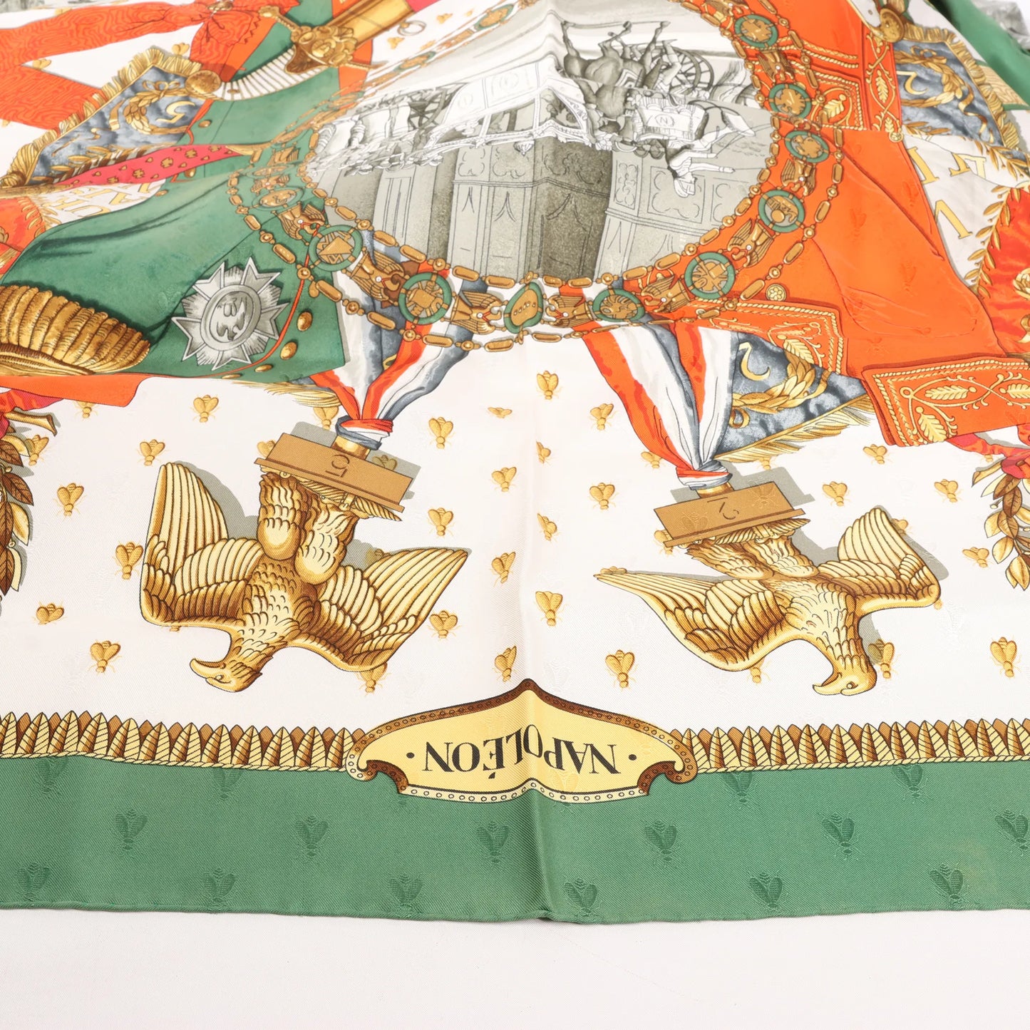 Hermès Carré 90 "NAPOLEON" Silk handkerchief in Green