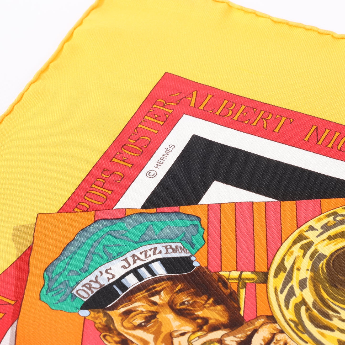 Hermès Carré 90 „New Orleans Creole Jazz“ 100% Seidentuch in Orange
