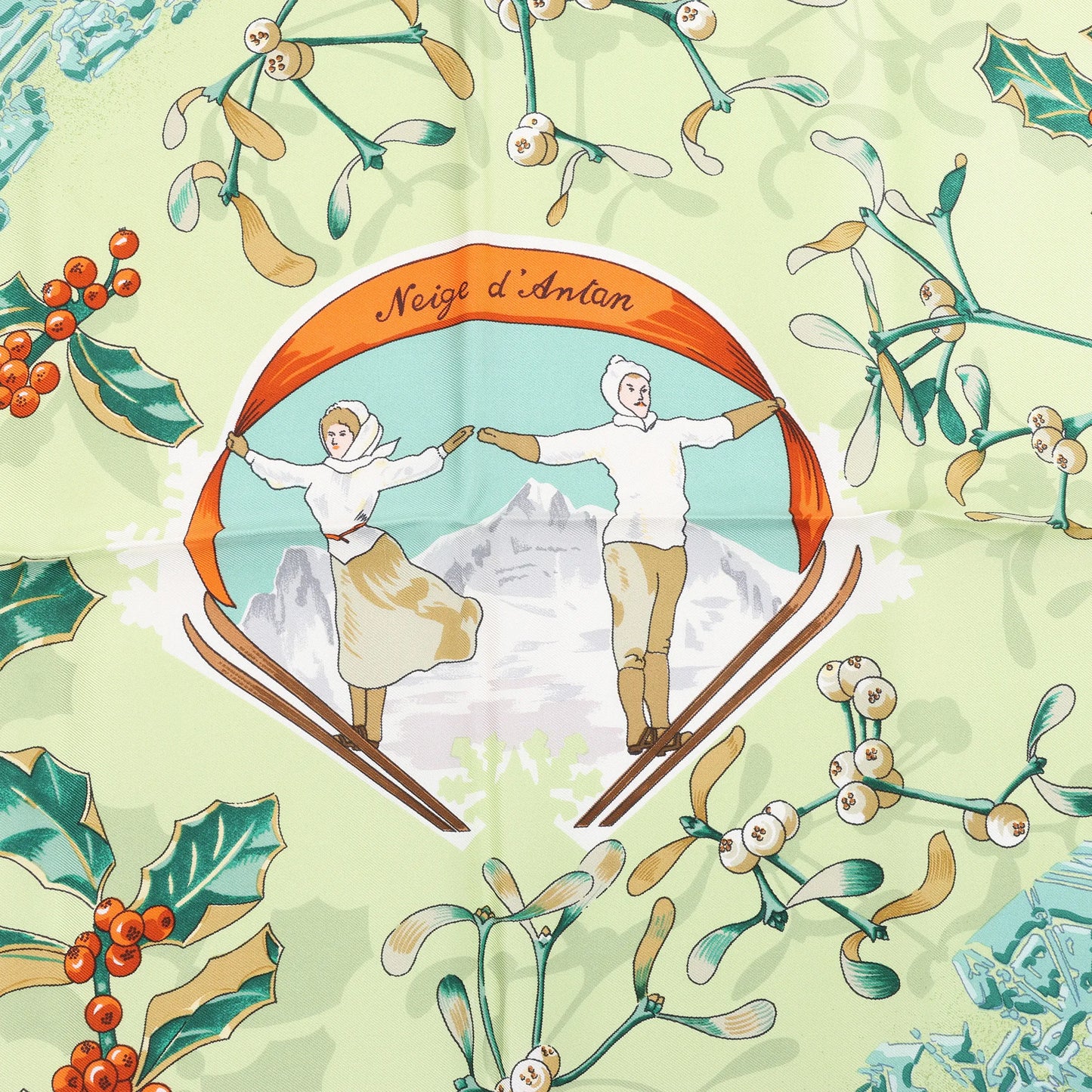 Hermès Carré 90 "Neige d' Antan" Silk handkerchief in Green