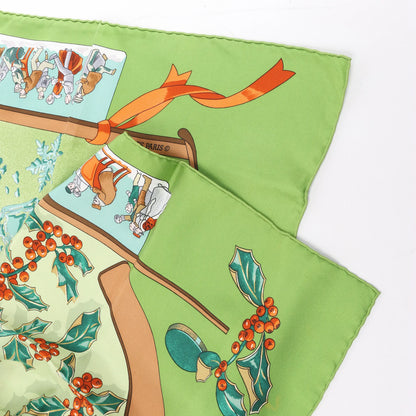 Hermès Carré 90 "Neige d' Antan" Silk handkerchief in Green