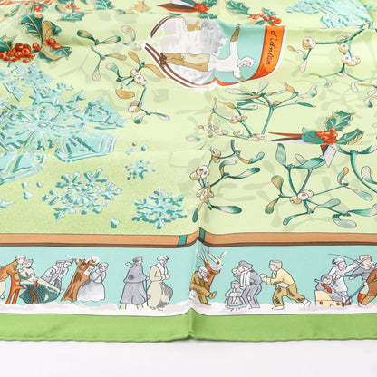 Hermès Carré 90 "Neige d' Antan" Silk handkerchief in Green