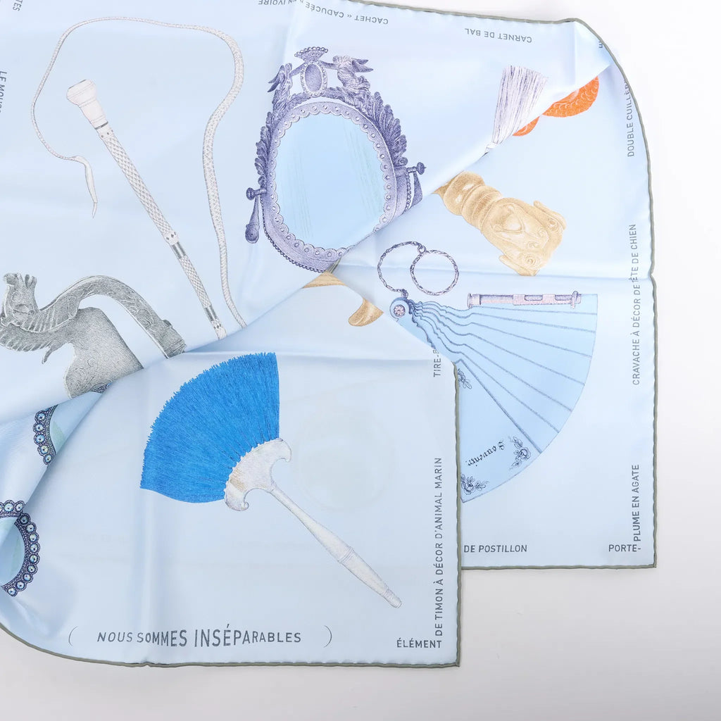 Hermès Carré 90 "Nous Sommes Inséparables" Silk handkerchief in Blue