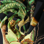 Hermès Carré 90 "Nouvelle Coledonie" Silk handkerchief in Black x Green