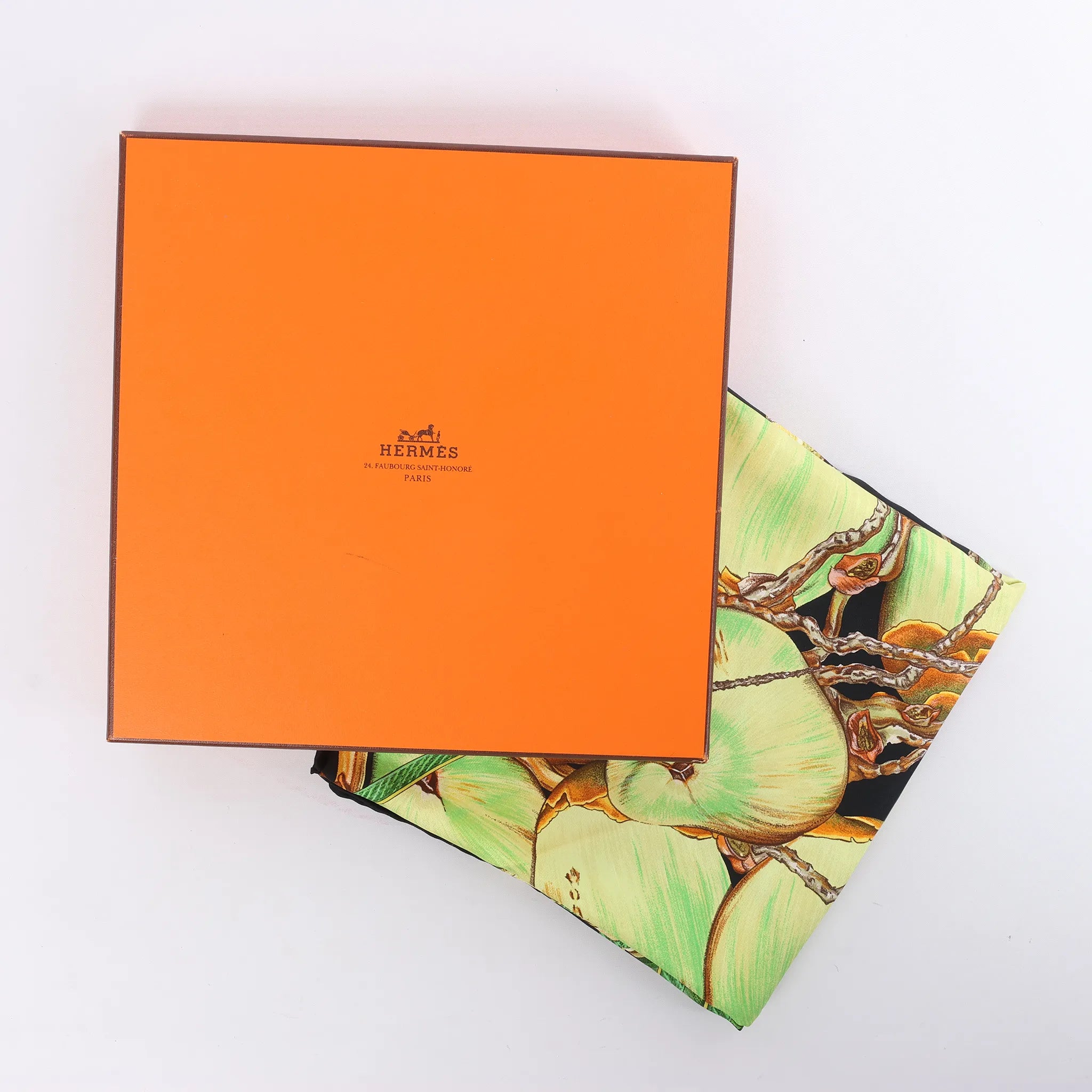 Hermès Carré 90 "Nouvelle Coledonie" Silk handkerchief in Black x Green