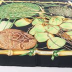 Hermès Carré 90 "Nouvelle Coledonie" Silk handkerchief in Black x Green