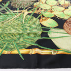 Hermès Carré 90 "Nouvelle Coledonie" Silk handkerchief in Black x Green