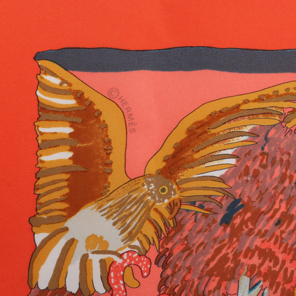 Hermès Carré 90 "Nuba Mountain" Silk handkerchief in Orange
