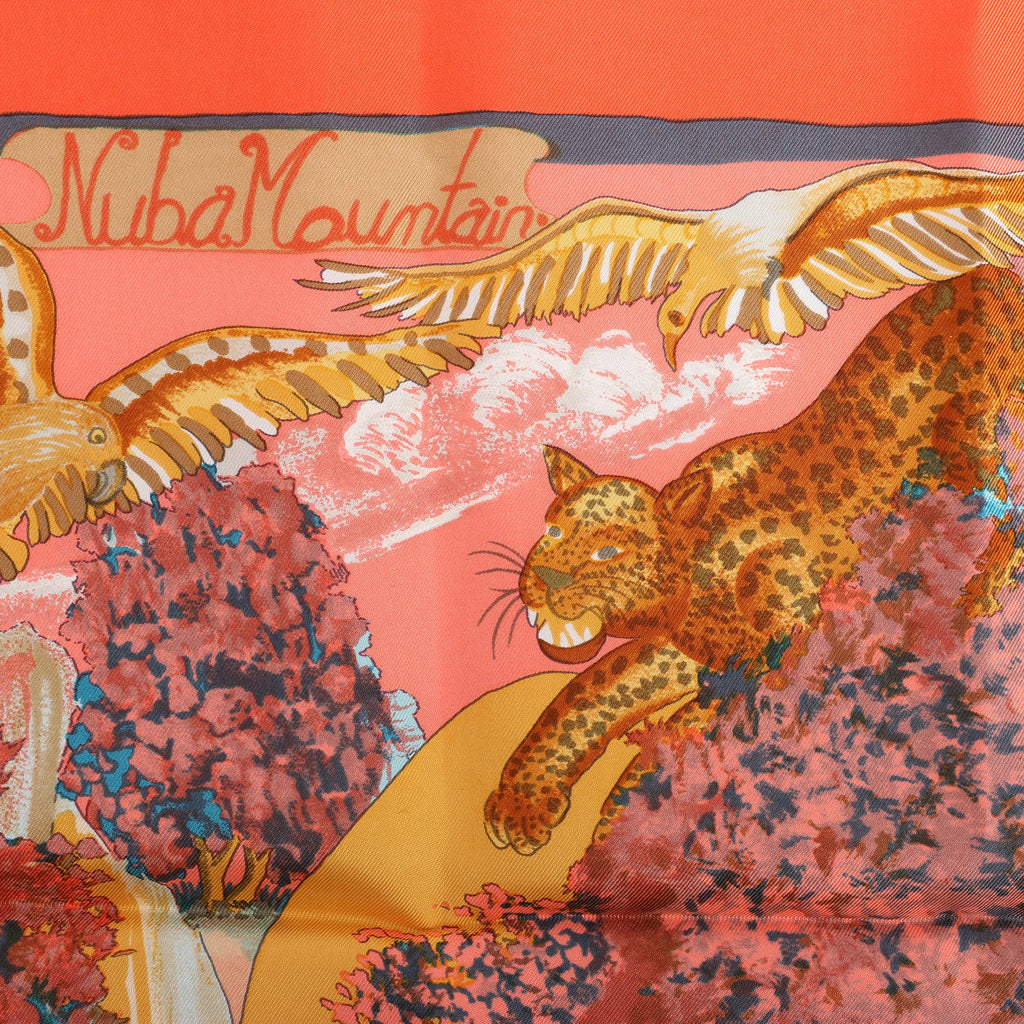 Hermès Carré 90 "Nuba Mountain" Silk handkerchief in Orange