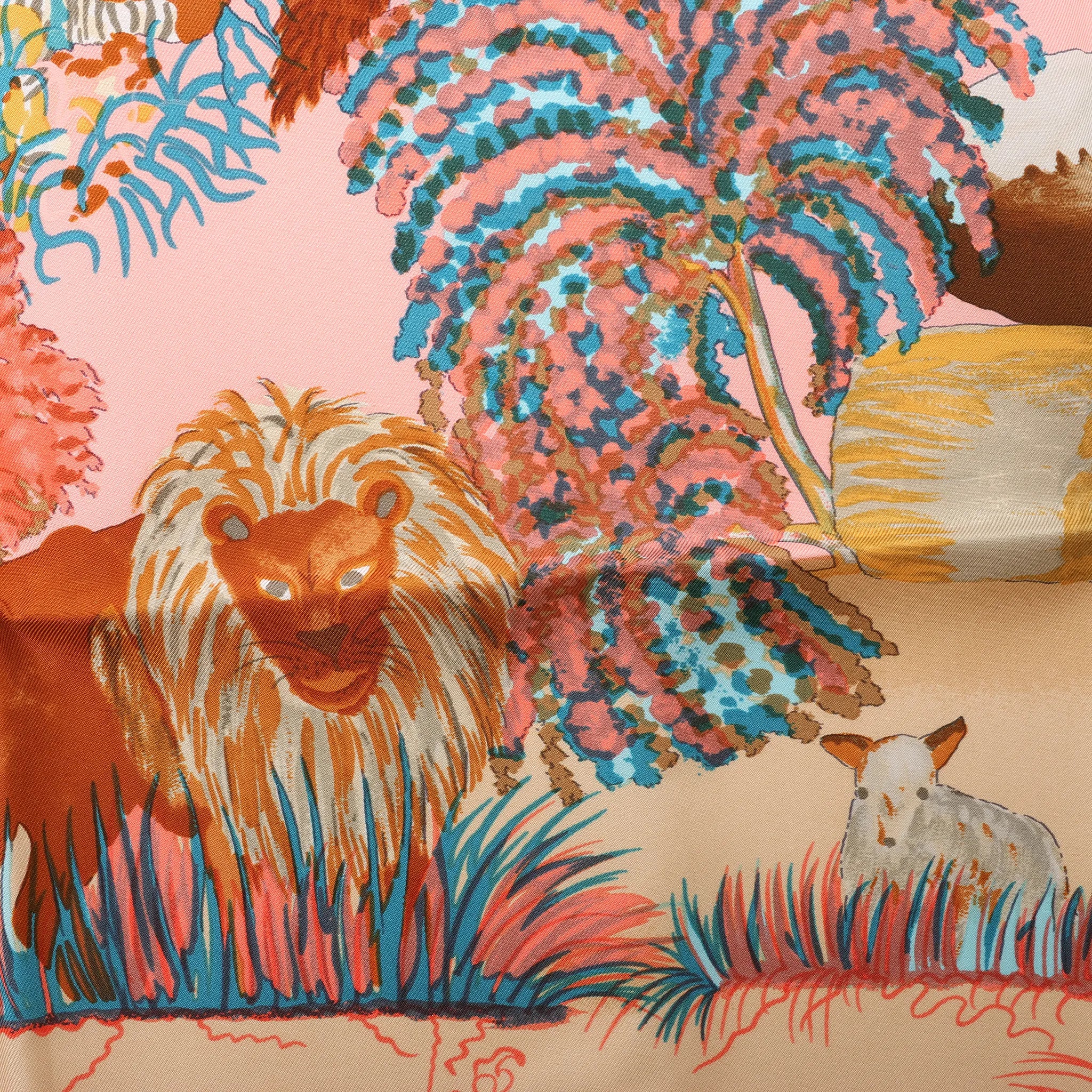 Hermès Carré 90 "Nuba Mountain" Silk handkerchief in Orange
